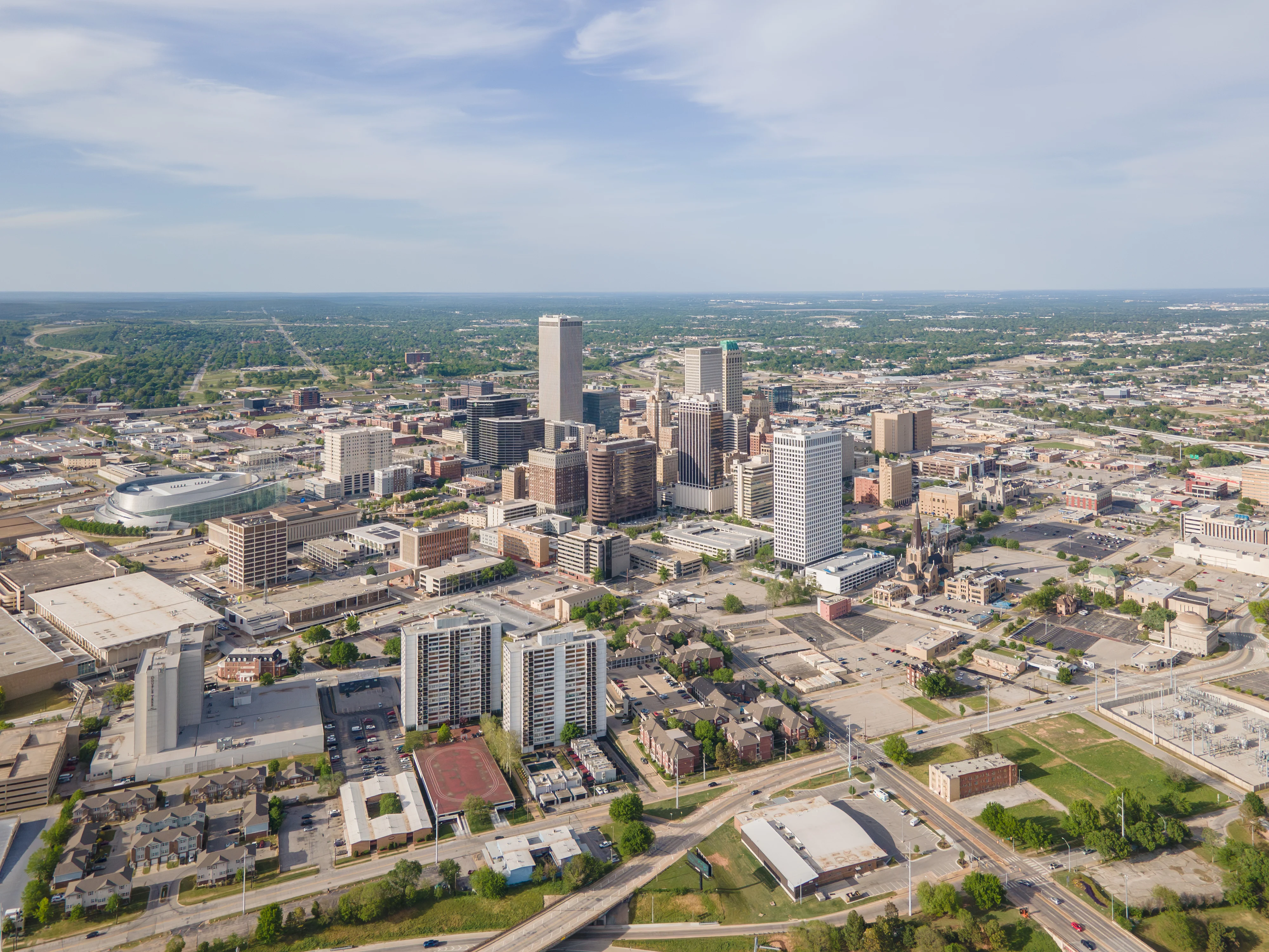 Aerial view of Tulsa skyline